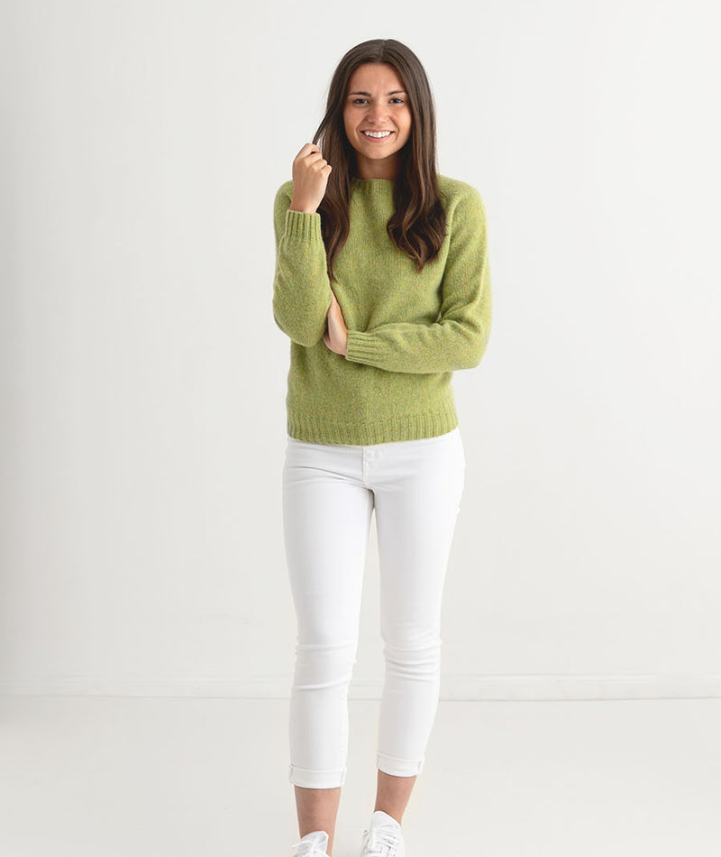womens lime green shetland wool jumper sweater full