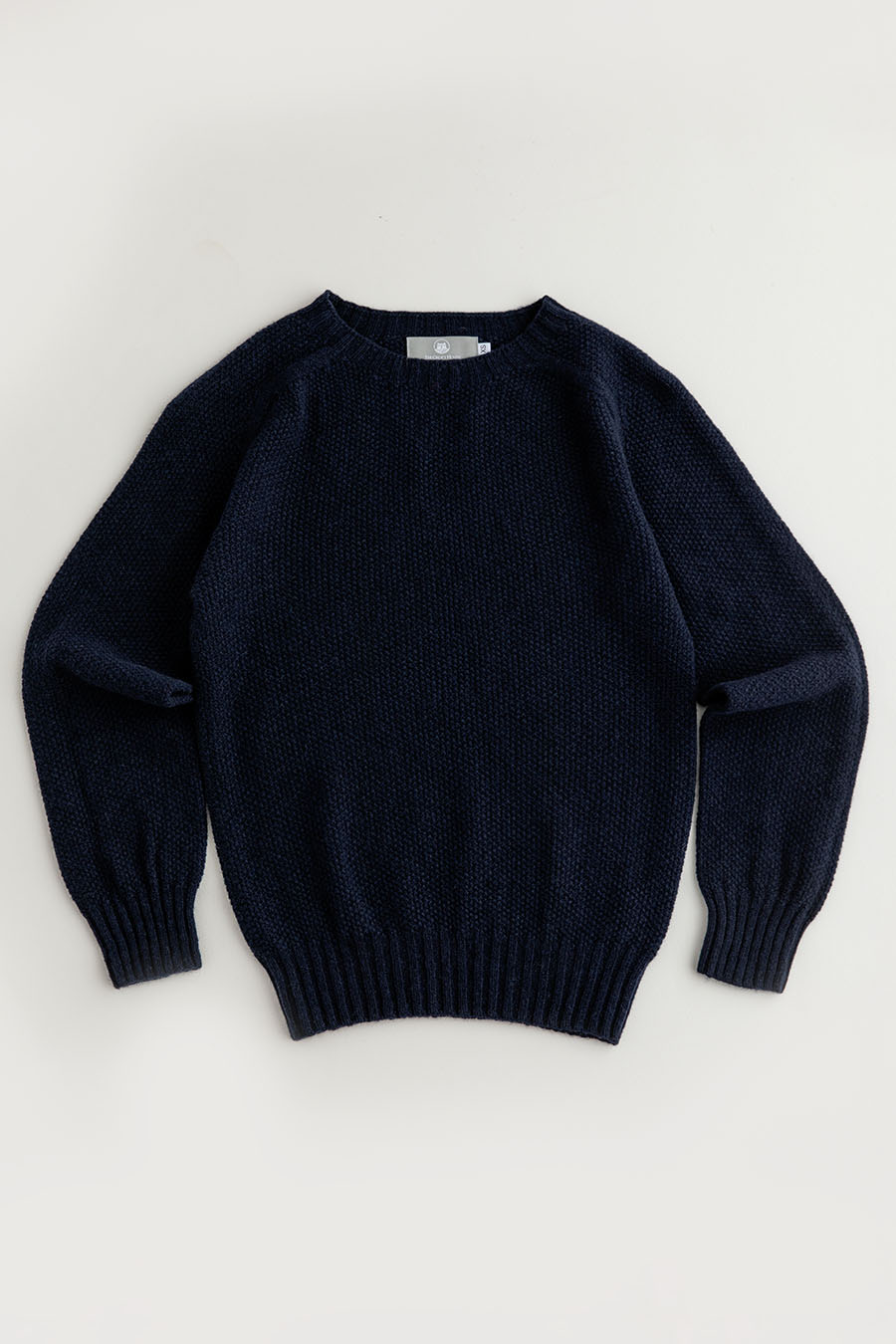 womens navy blue moss stitch jumper sweater lambs wool