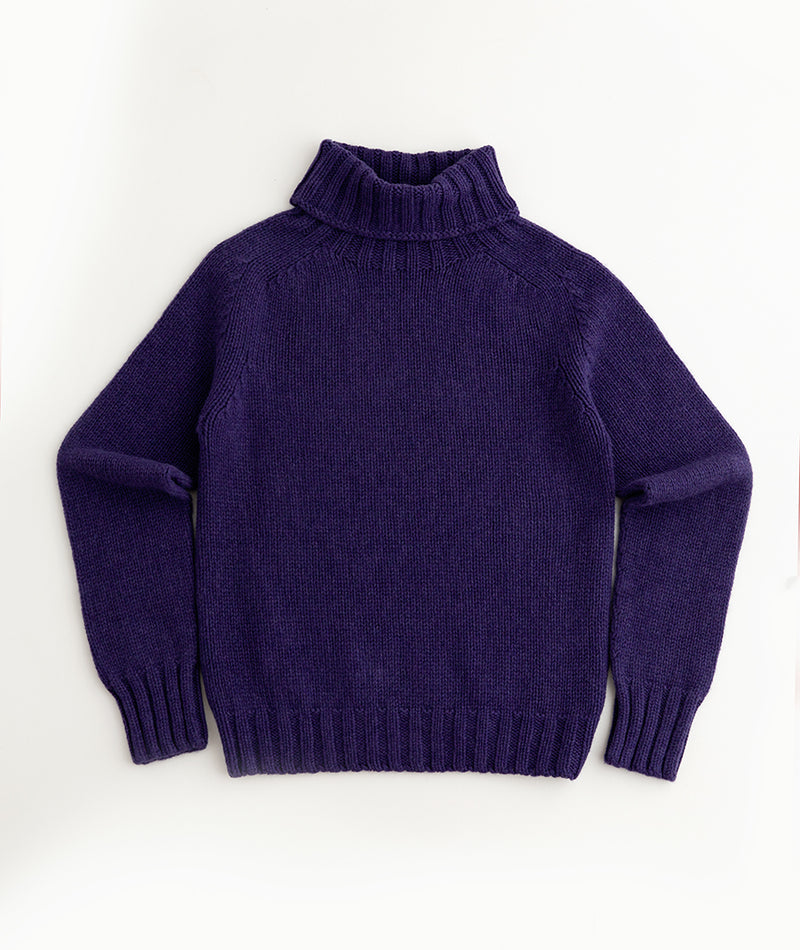 womens purple polo neck jumper sweater chunky lambs wool