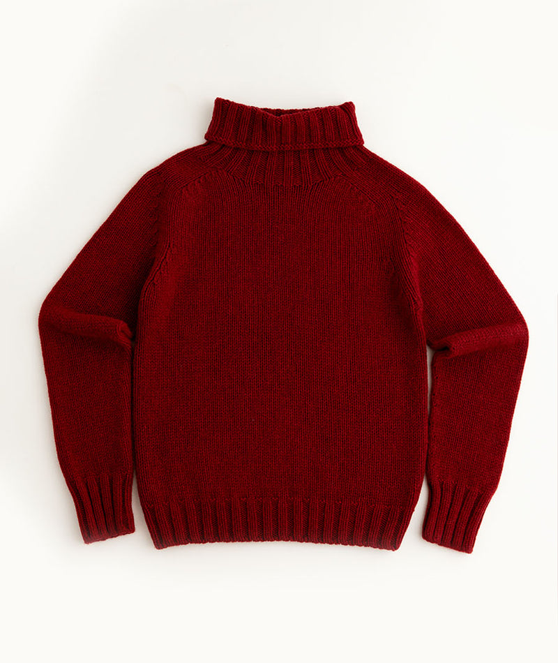 womens russet red polo neck jumper sweater chunky lambs wool