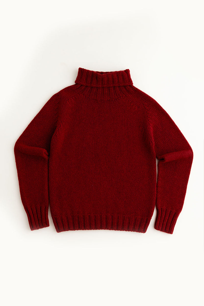 womens russet red polo neck jumper sweater chunky lambs wool