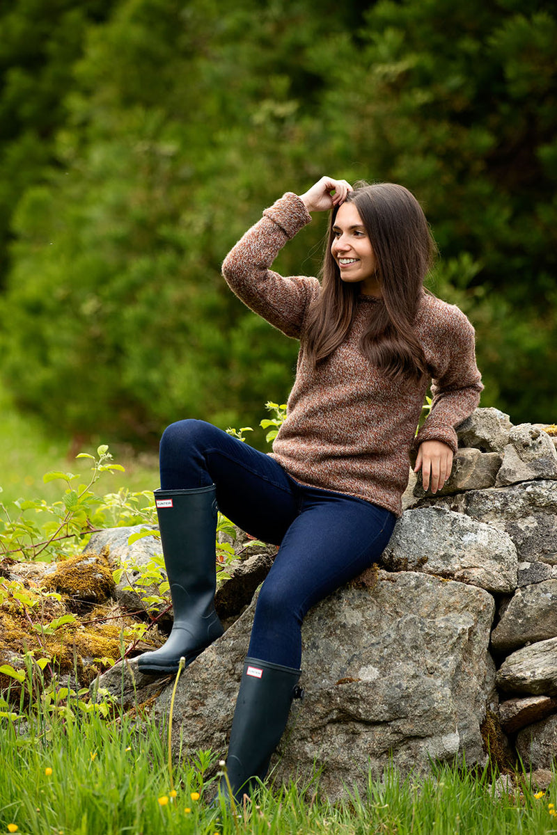 womens rust chunky wool cuffed jumper sweater ls