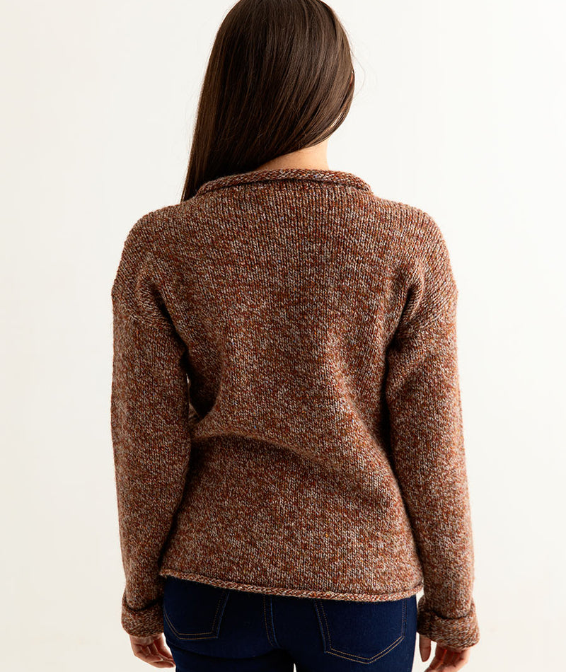 womens rust chunky wool jumper sweater autumn cuffed back