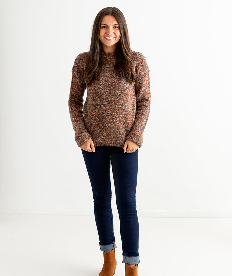 Womens chunky wool rust jumper sweater cuffed full