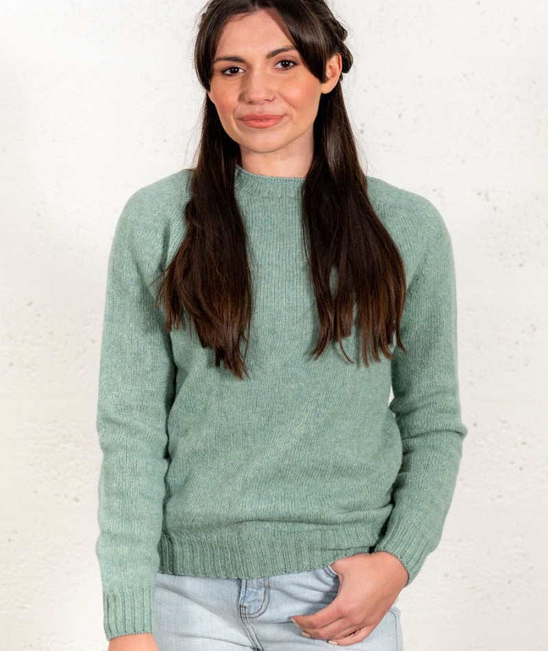 womens soft green shetland wool jumper