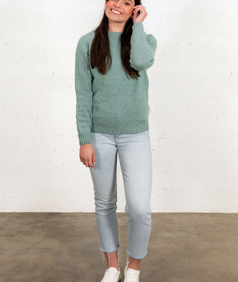 womens soft green shetland wool sweater