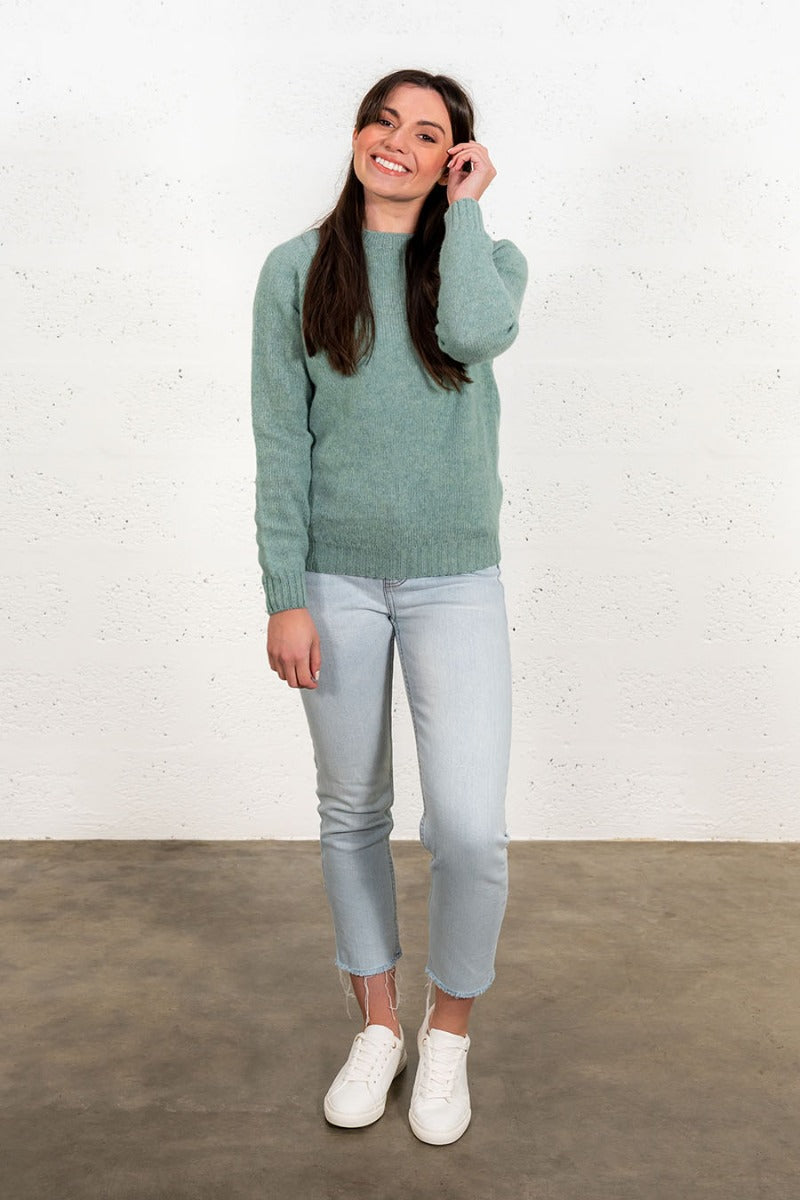 womens soft green shetland wool sweater