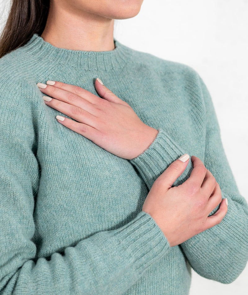 soft pastel green shetland wool jumper