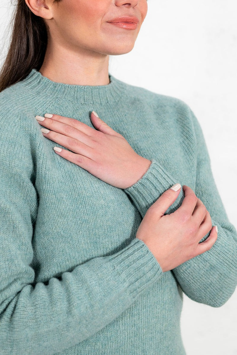 soft pastel green shetland wool jumper