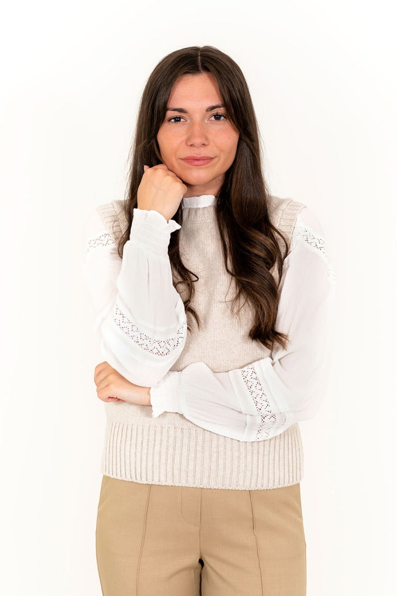 Linen beige thick wool tank top sleeveless jumper