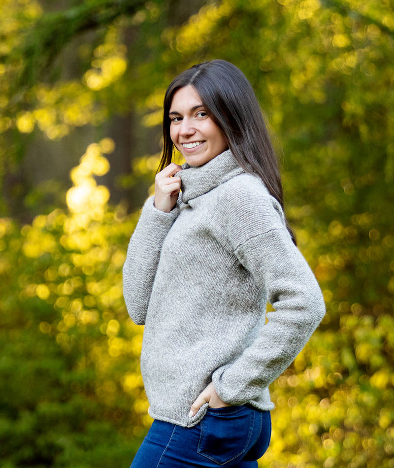 womens undyed wool jumper sweater cowl neck