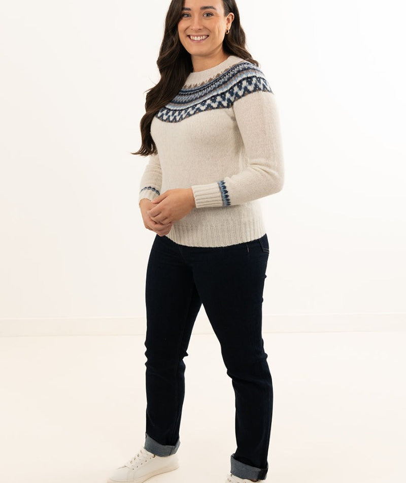 womens white fair isle jumper sweater wool lido yoke