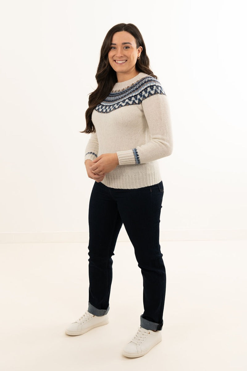 womens white fair isle jumper sweater wool lido yoke