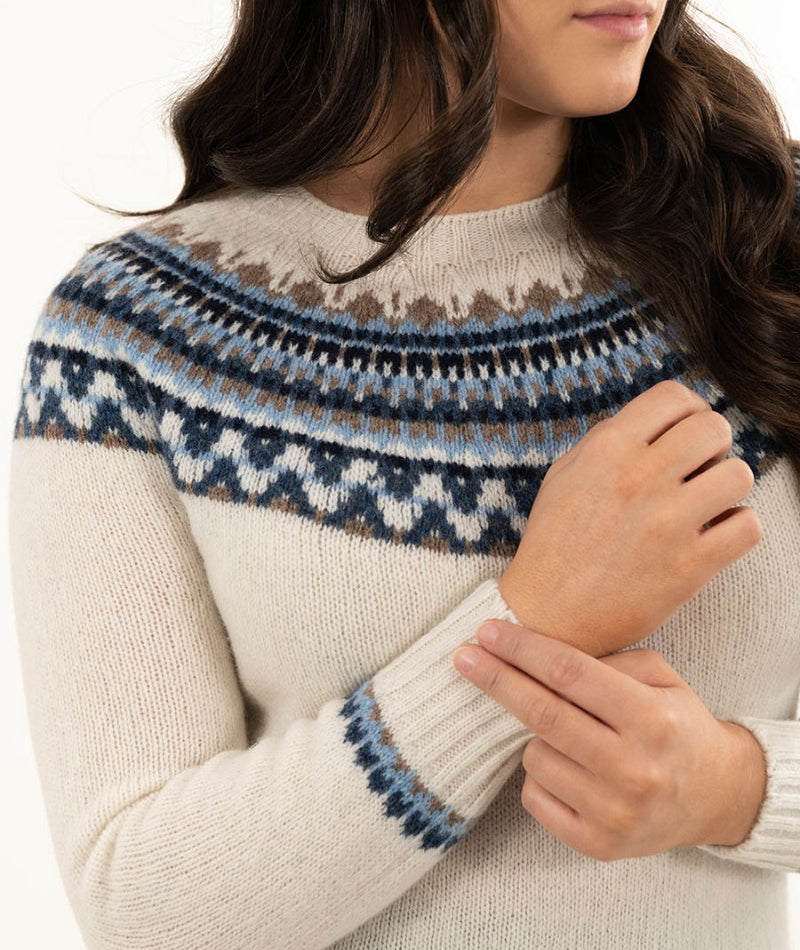 womens white shetland wool fair isle jumper sweater lido