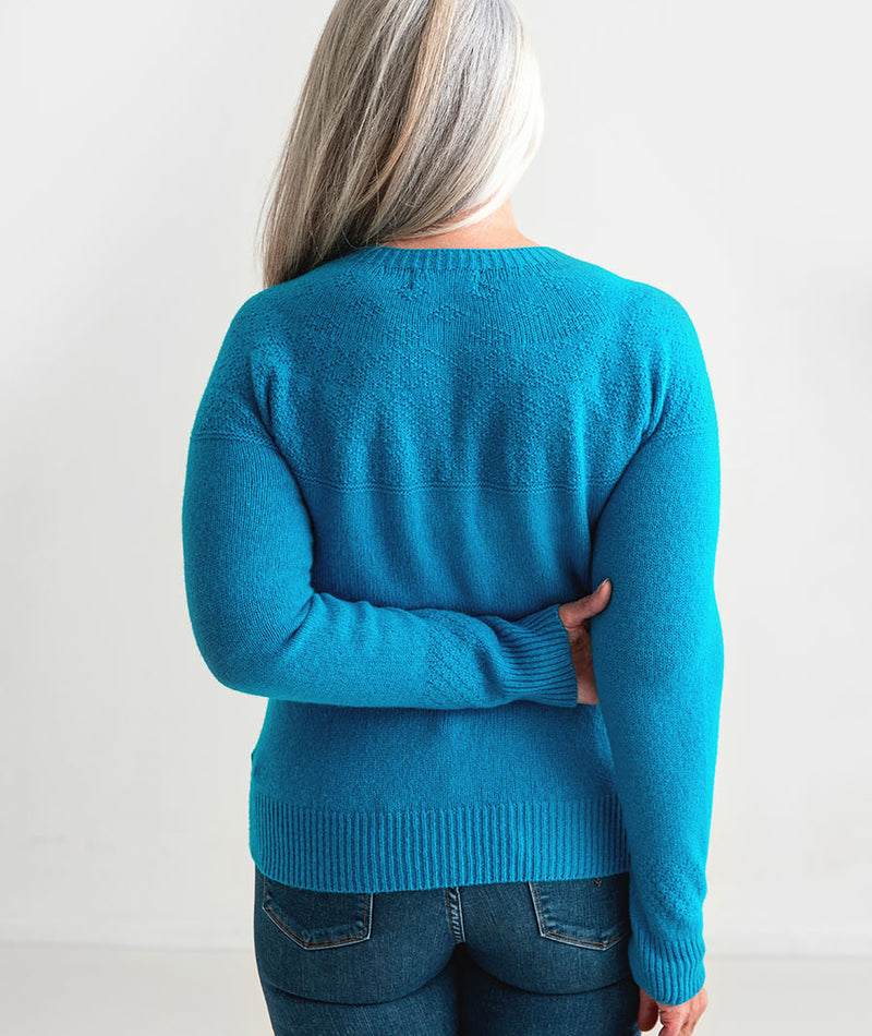 womens blue turquoise gansey guernsey cardigan