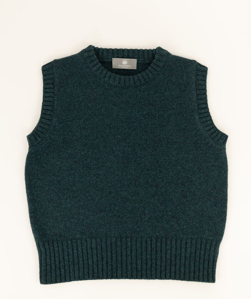 womens wool tank top teal green geelong lambswool