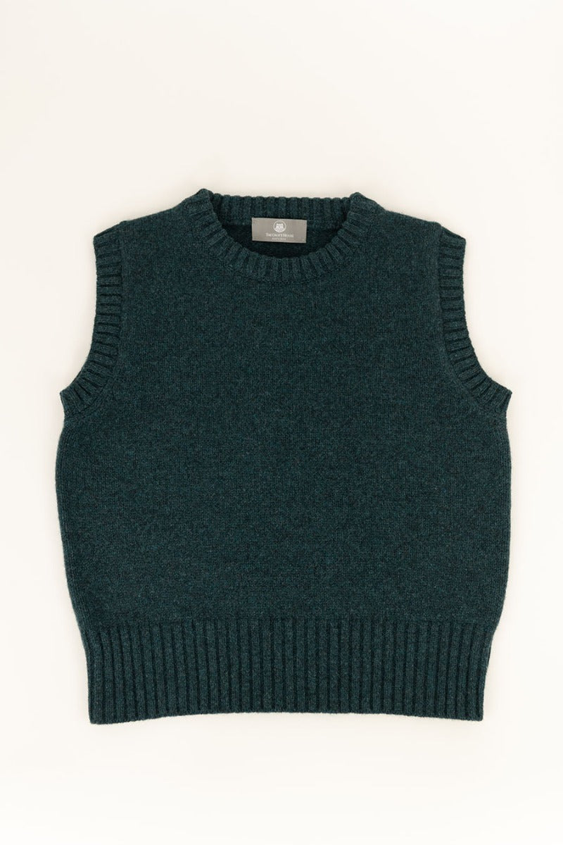 womens wool tank top teal green geelong lambswool
