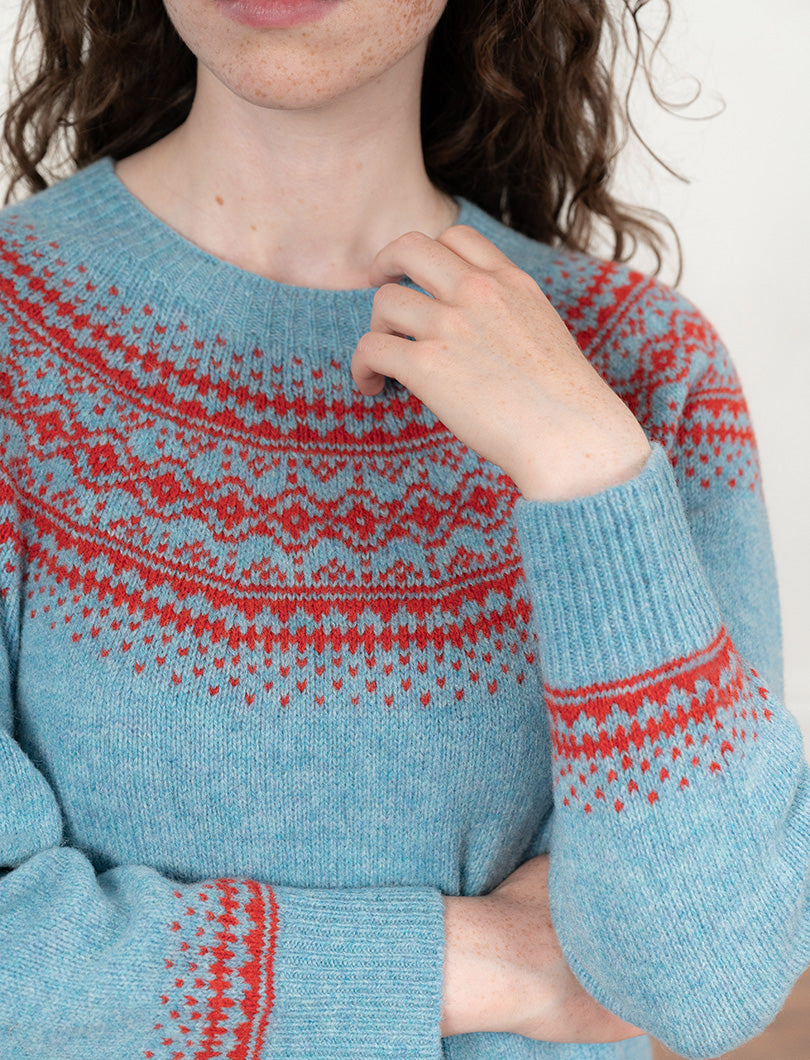 Womens Aviemore Yoke Fair Isle Jumper - Duck Egg