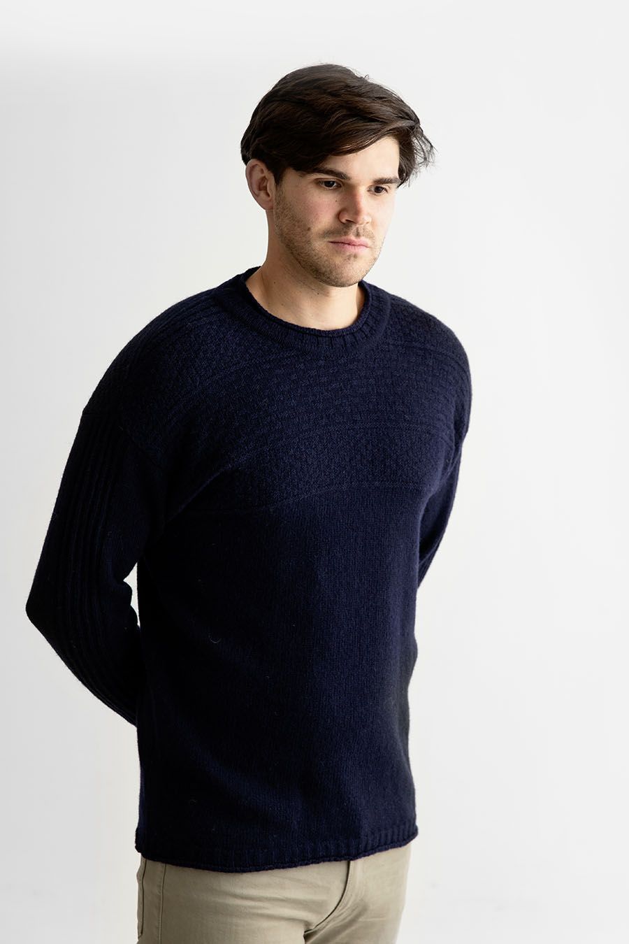 Mens Gansey jumper sweater pullover shetland character wool gray 3 colours Clothing Mens Clothing Jumpers Guernsey jumper blue grey Putty Navy 