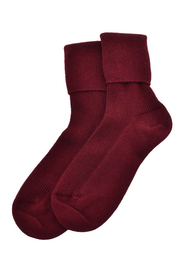 Burgundy cashmere socks womens ladies