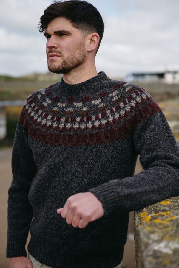 fair isle jumper sweater for men grey staffa