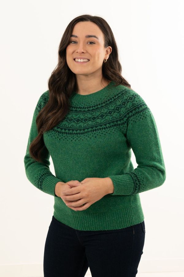 fair isle jumper sweater green wool aviemore yoke
