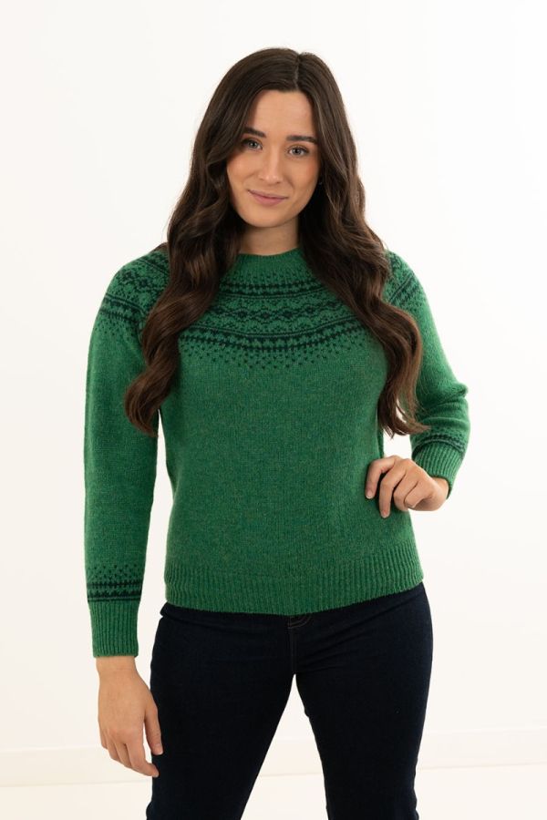 fair isle jumper sweater green wool womens aviemore