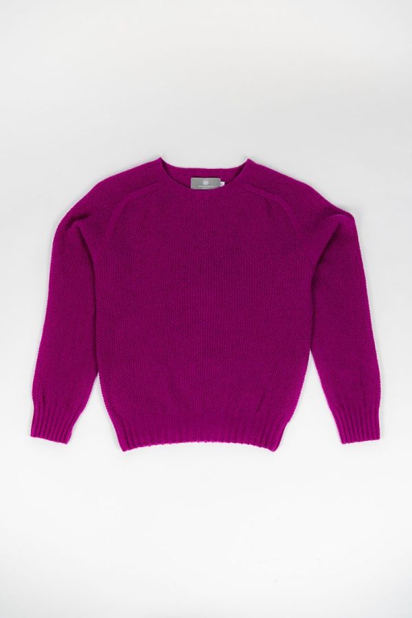 womens fuchsia pink moss stitch lambs wool jumper sweater 