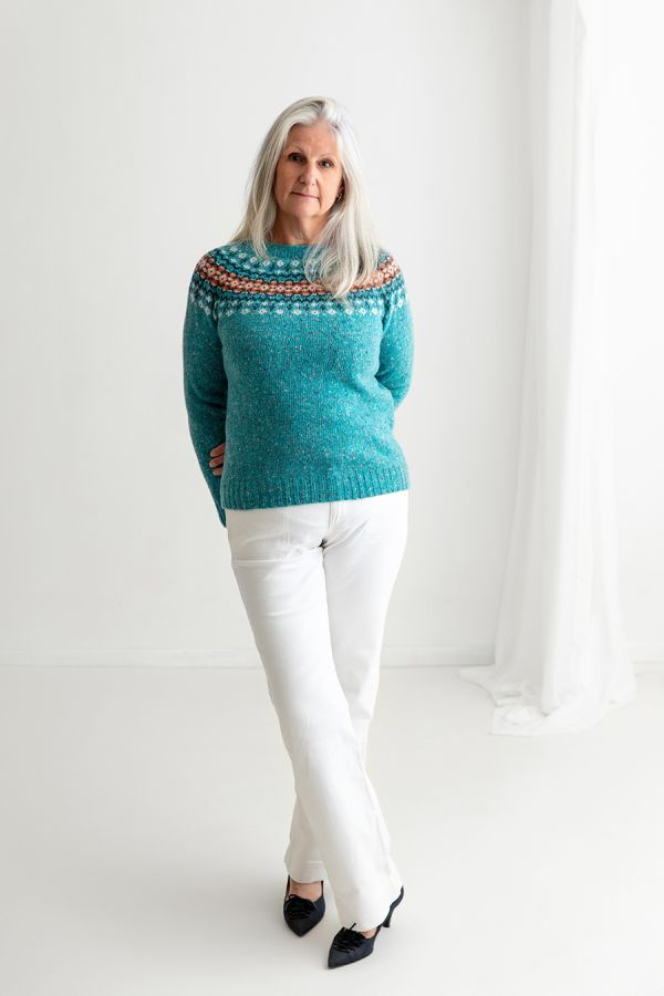 ladies fair isle aqua jumper sweater wool croft
