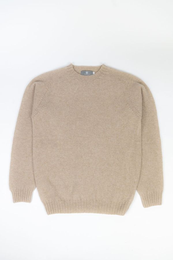 mens oatmilk beige British wool Shetland jumper sweater