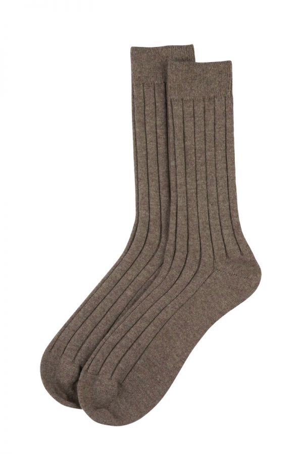 Mens Scottish cashmere sock. otter brown