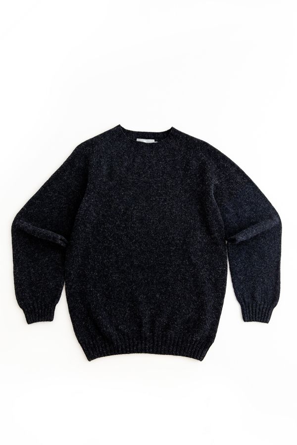 Mens charcoal wool shetland jumper sweater seamless