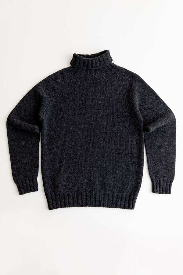 mens chunky geelong polo neck jumper charcoal grey