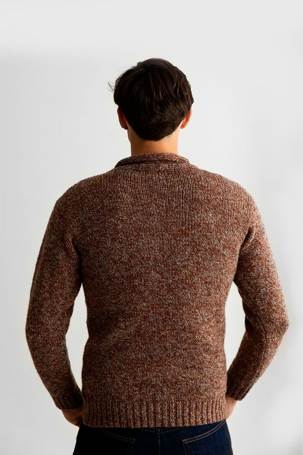 mens chunky wool jumper sweater autumn rust roll neck