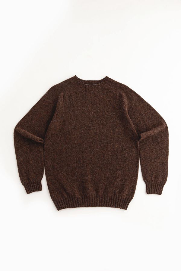 mens shetland jumper sweater brown wool coffee