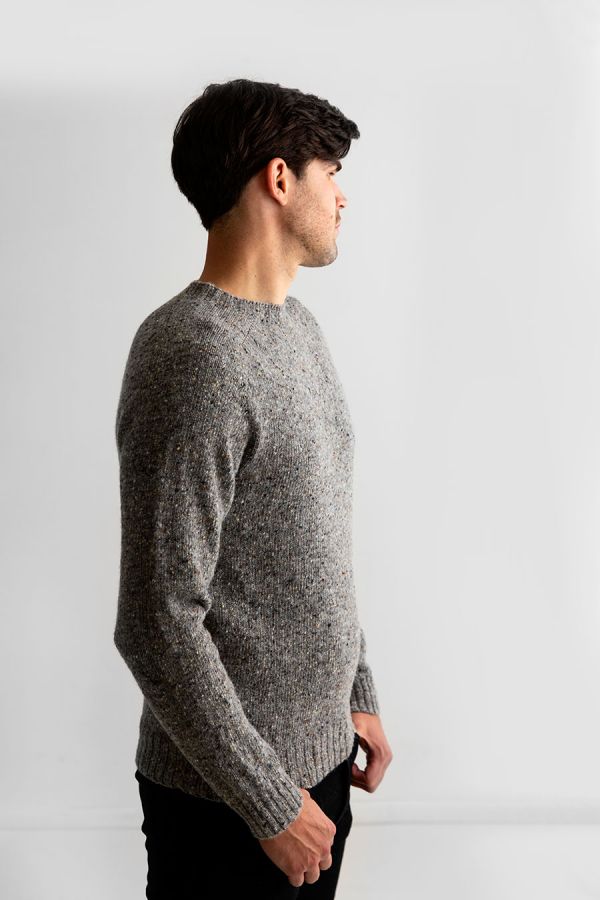 Mens donegal wool jumper sweater seamless zero waste