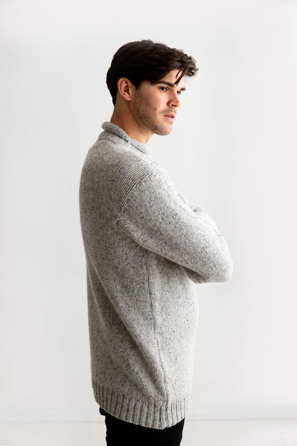 mens roll neck jumper sweater scottish wool limestone