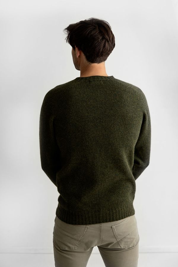 mens shetland wool green jumper sweater