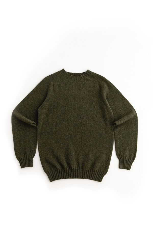 mens loden green wool shetland jumper sweater saddle shoulder