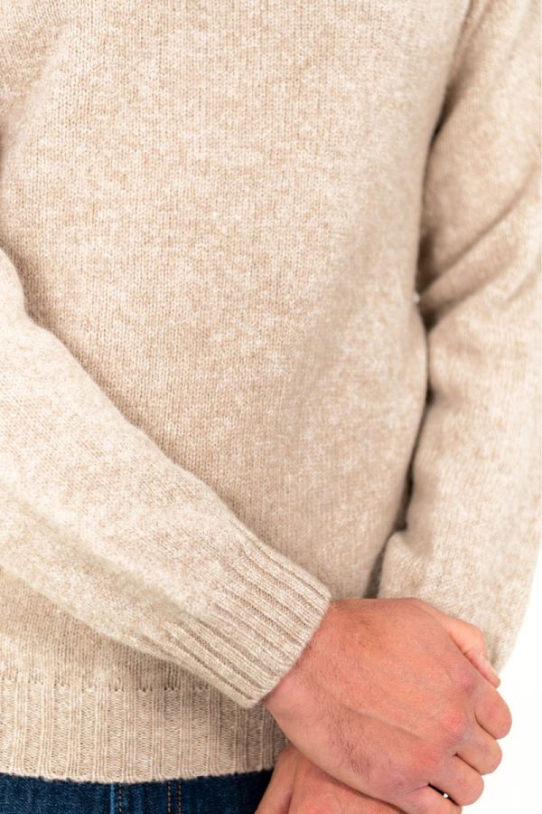 mens shetland wool jumper sweater oatmilk beige