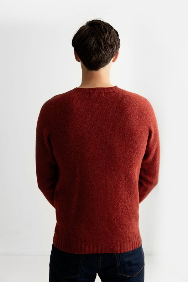 mens red russet shetland wool jumper sweater back