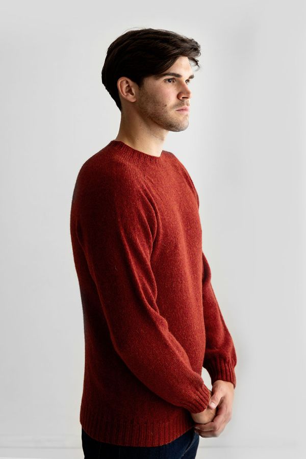 mens red shetland wool jumper sweater russet 