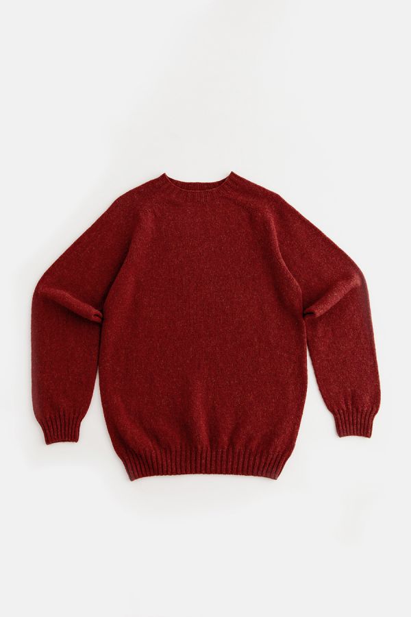mens red shetland wool jumper sweater saddle shoulder