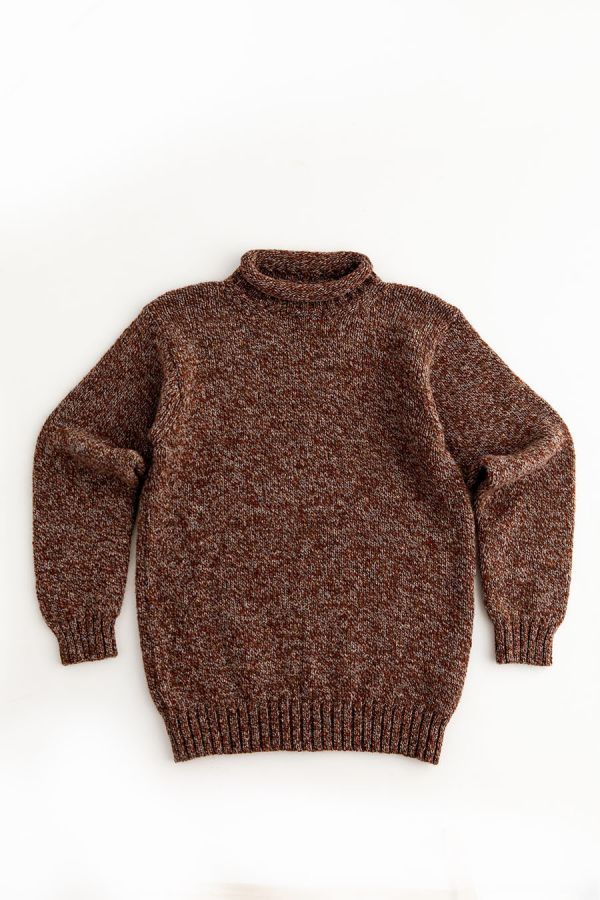 mens rust chunky wool roll neck jumper sweater autumn