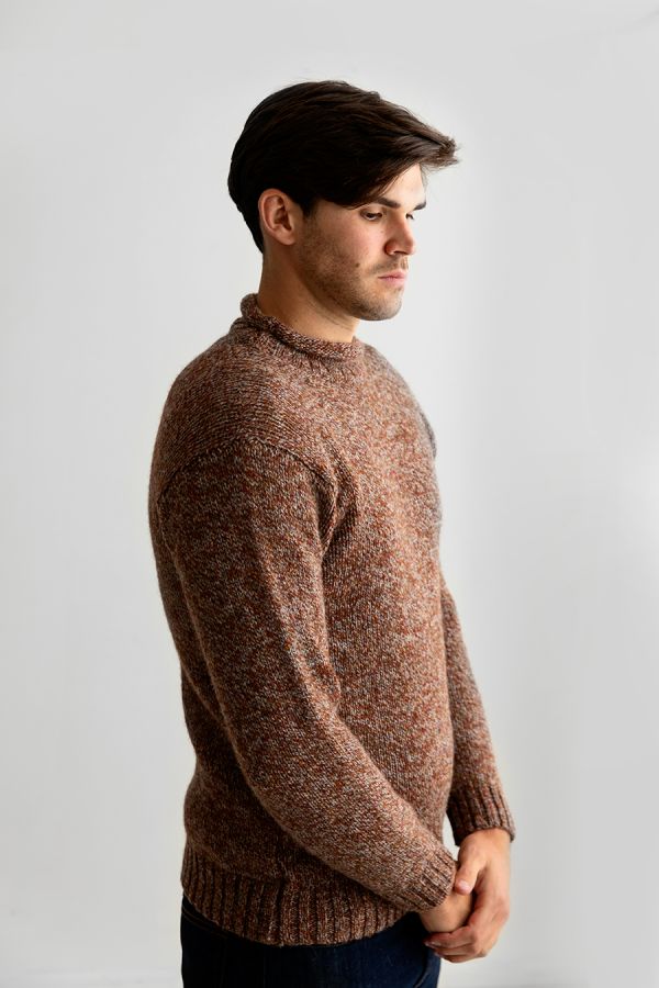 mens rust chunky wool jumper sweater roll neck