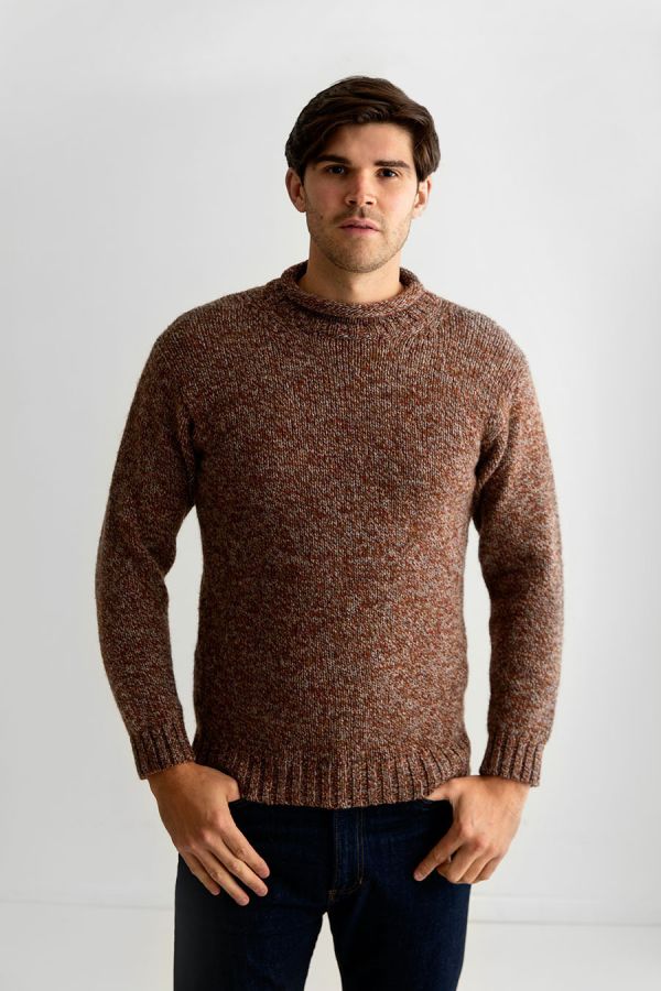 mens rust wool jumper sweater chunky roll neck autumn