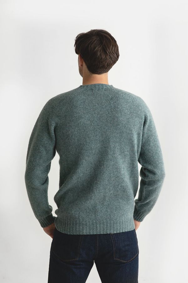 mens shetland jumper sweater sage graphite green wool