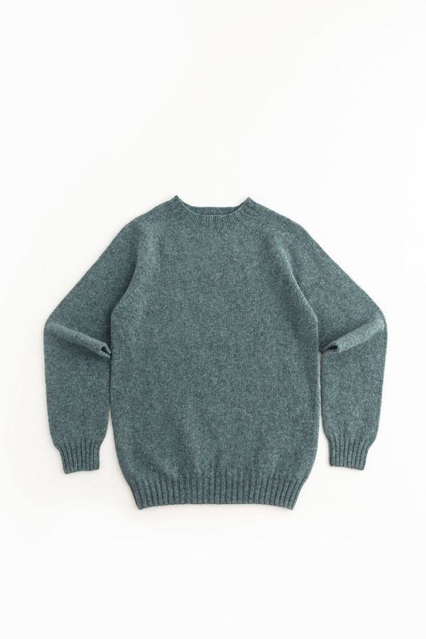 mens sage green wool shetland jumper sweater saddle shoulder