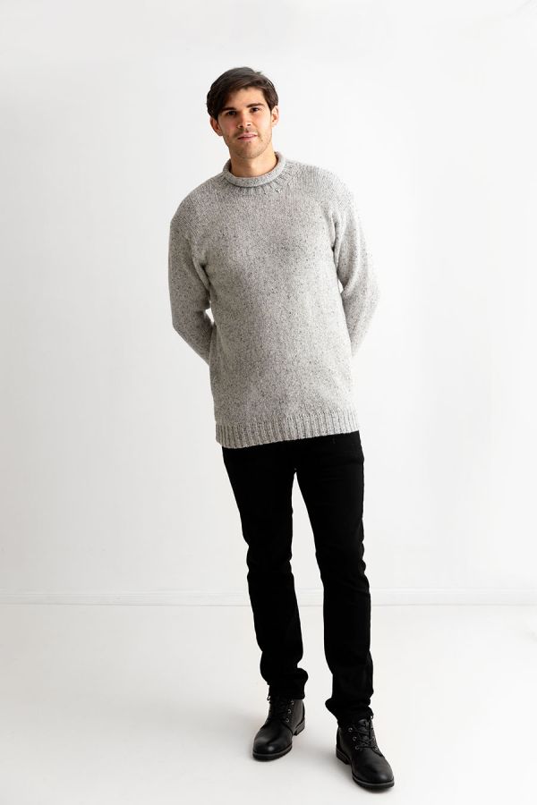 mens wool jumper sweater roll neck limestone