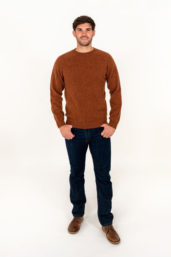 mens shetland wool jumper sweater sienna rust brown